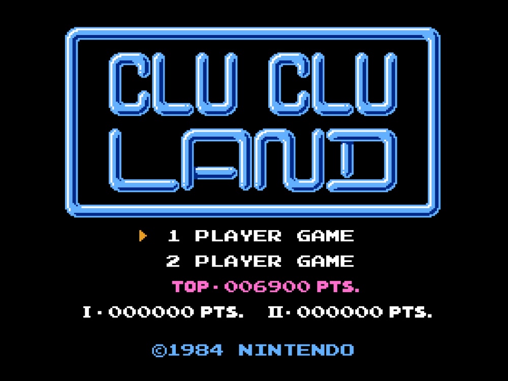 Title Screen of Clu Clu Land for NES